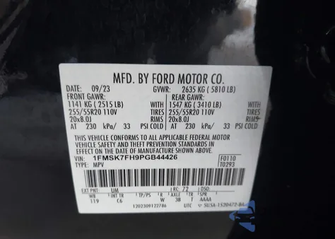 2023 Ford Explorer Limited from USA, damaged, VIN 1FMSK7FH9PGB44426
